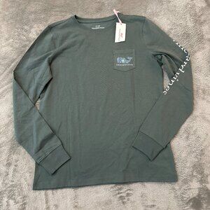 NWT Vineyard Vines Long Sleeve Pocket Tee Shirt Whale XS Nautical